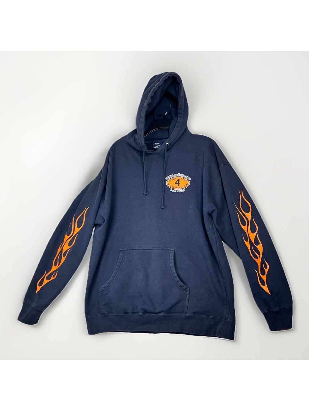 Santa Cruz 4 Wheel Drive Club Graphics Dk Blue Pullover Hoodie Men’s XL EUC RARE